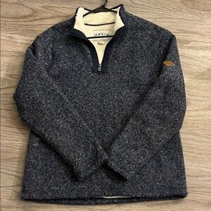Orvis Men's Heathered Blue Zip-Up Sweater